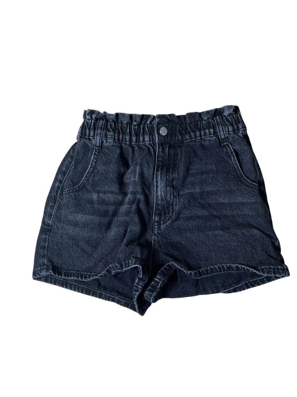 BDG Mom Shorts Womens M Black Denim Pull-On Elastic Waist 5-Pocket Casual